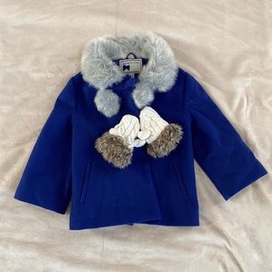 Girls coat with gloves both faux fur lined.